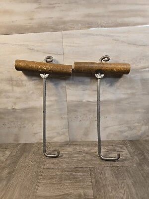 Vintage Cowboy Boots Pulls Hooks Wood Handle /Puller Western English Riding - Image 1 of 4