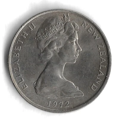 Moneda Mundial de 10 Céntimos de Nueva Zelanda 1972 - De Colección 2.047.000 - KM# 41,1 Foto 1 de 2