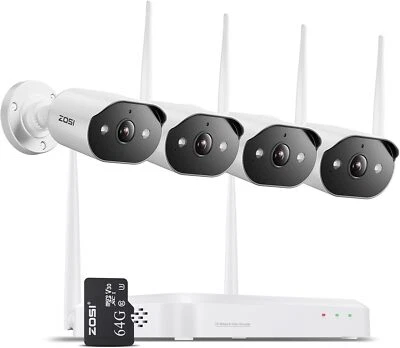 ZOSI Kit Cámaras de Vigilancia WiFi-6 Exterior 8CH NVR con 64GB y 4X 3MP Cámaras - Imagen 1 de 4