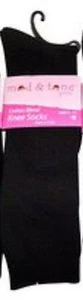 3 Pack Knee Sock Cotton Unisex School Uniform Ribbed Dress Knee Socks Black - Picture 1 of 1