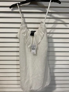 Wet Seal Women's Size Small Ivory Ruffle Fringe Spaghetti Strap Top New w/ Tags - Picture 1 of 2
