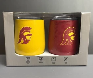 Set Of 2 USC Trojans Home Away Leopard Design Stemless Tumblers Cups 12oz NEW - Picture 1 of 9