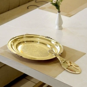 Brass Rice Plate with Rice Serving Spoon - Picture 1 of 14