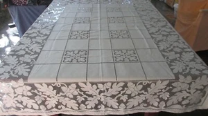 Vintage Cream polyester Lace Tablecloth 176 cms x 122 cms made in England - Picture 1 of 11