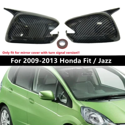 Cubierta de espejo retrovisor lateral estilo bocina de fibra de carbono para Honda Fit Jazz 2009-2013 Foto 1 de 4