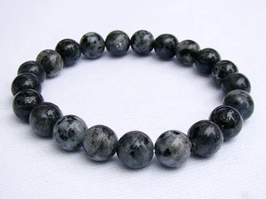 Pulsera de piedras preciosas naturales para hombre labradorita cuentas de 10 mm 8 pulgadas elástica - Imagen 1 de 2