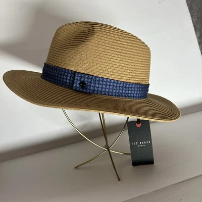 Hombres HURCANN Tejido Fedora Sombrero Con Borde Estampado Natural TED BAKER Foto 1 de 4