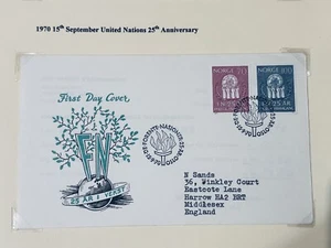 Norway 1970 FDC UNITED NATIONS 25TH ANNIVERSARY OSLOT POSTMARK - Picture 1 of 1