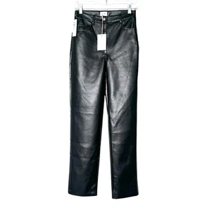 Pantalones de cuero vegano de talle alto Wilfred Black The Melina talla 4 - Imagen 1 de 10