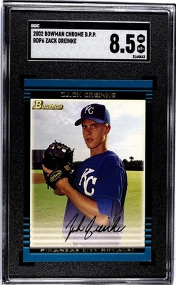 Tarjeta de novato 2002 Bowman Draft cromada Zack Greinke SGC 8,5 Future HOF. Low Pop Foto 1 de 3