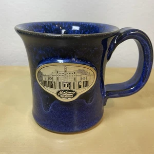 Taza de gres Sunset Hill, esmalte por goteo azul, hecha a mano, panadería Montgomery de EE. UU. - Imagen 1 de 9