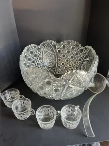 Juego de 20 tazones perforadores vintage LE Smith de vidrio margarita y botón 18 tazas más cucharón - Imagen 1 de 10