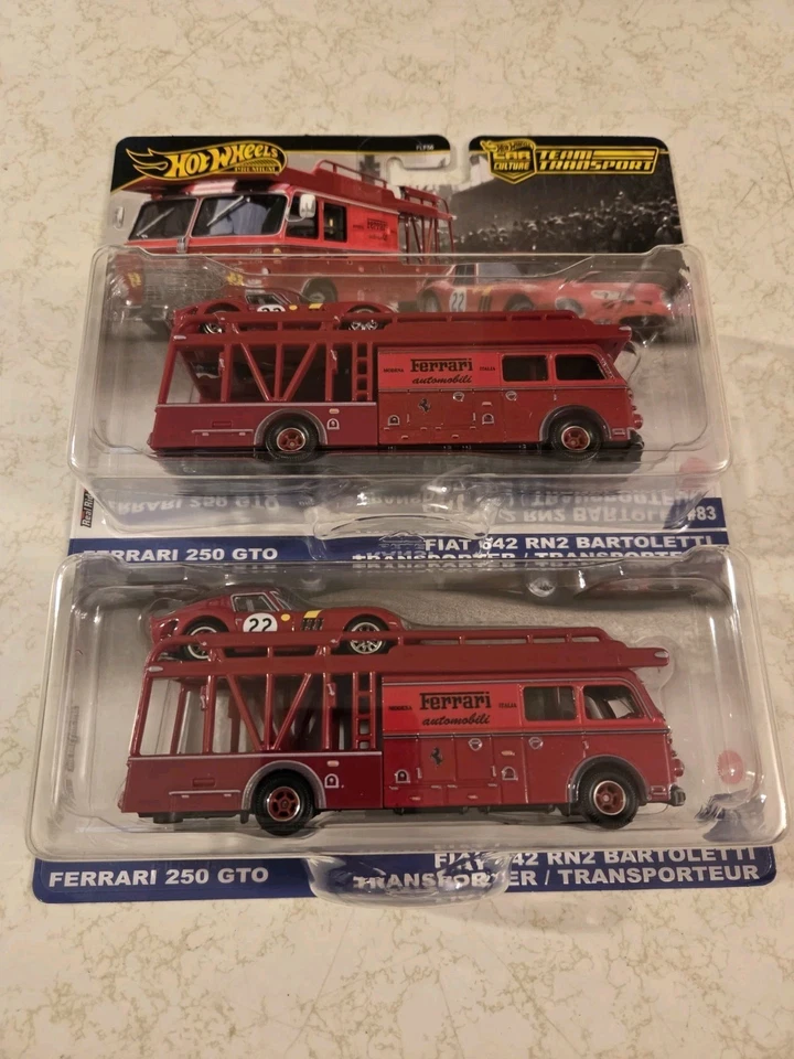 Hot Wheels Team Transport Ferrari 250 GTO y Fiat 642 Bartoletti Hauler Lote de 2 Foto 1 de 1