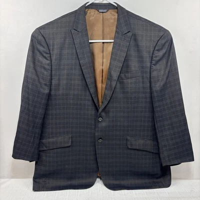 Lineage Men’s Plaid Blazer Size 54R Gray Brown Blue Check Pattern Suit Jacket - Image 1 of 4