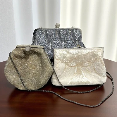 Lot Of 3 Vintage Evening Clutch Bags Beaded Carlo Fellini La Regale c.1950s - Image 1 of 4