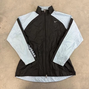 Vintage Nike Sportswear Outdoor Black Y2K Full Zip Windbreaker Jacket Womens L - Picture 1 of 4