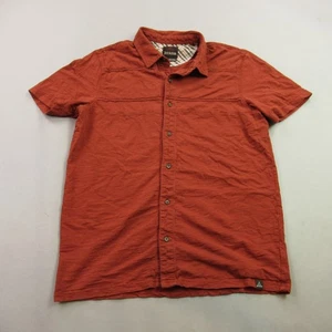 Prana Shirt Mens Medium Short Sleeve Button Front Outdoors Lightweight Red - Picture 1 of 9