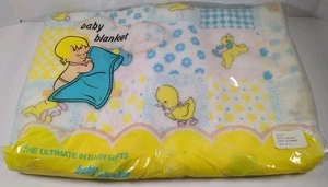 New Vintage Baby Patch Storktex Acrylic Crib Blanket 36” X 45” Animal Satin Trim - Picture 1 of 10