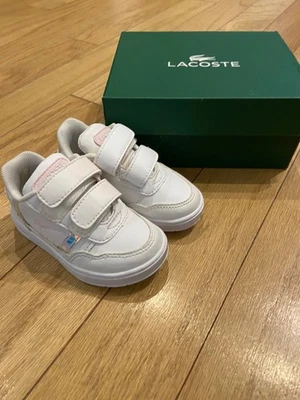 Кроссовки для малышей Lacoste размер 5 белые и светло-розовые - Изображение 1 из 4