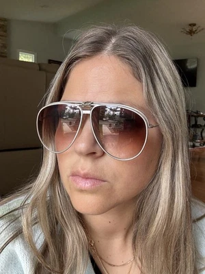 Gafas de sol vintage de aviador para hombre lentes marrones tono plateado metal retro años 70-80 Foto 1 de 4