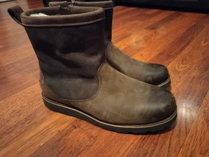 UGG HENDREN TL 1008140 WATERPROOF ZIP BOOTS BROWN, LEATHER AND SUEDE, Size 9 - Picture 1 of 18