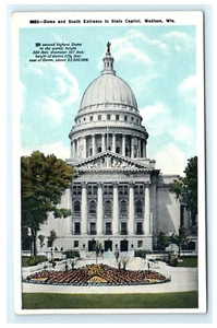 Kuppel & Südeingang zum State Capitol Madison WI, Wisconsin Postkarte - Bild 1 von 2