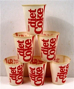 6 Taste Diet Coke Sample 4 oz Waxed Soda Cups Old Unused Store Stock - Picture 1 of 1