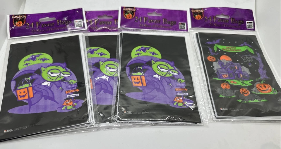 Lote de 4 bolsas de plástico para golosinas de Halloween para vampiros y casas 24 quilates papel mágico Foto 1 de 4