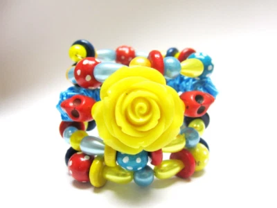 Браслет-манжета с желтым розовым черепом ювелирные изделия день мертвых - Изображение 1 из 4