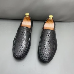 Zapatos formales de negocios negros avestruz genuinos para hombre - Imagen 1 de 9