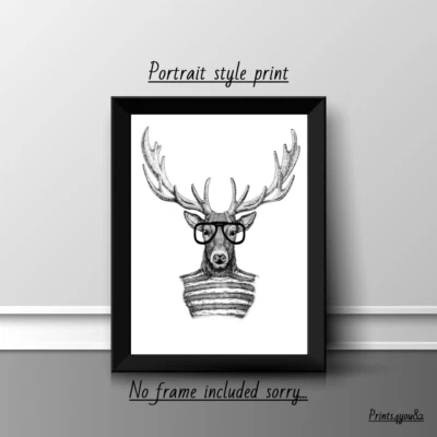 STAG FUN A4 PICTURE PRINT POSTER WALL ART HOME DECOR UNFRAMED GIFT NEW