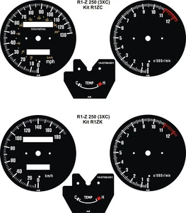 YAMAHA R1-Z R1Z 3XC 250 YPVS SPEEDO TACHO GAUGE CLOCKS & CONVERSION KIT - Picture 1 of 4