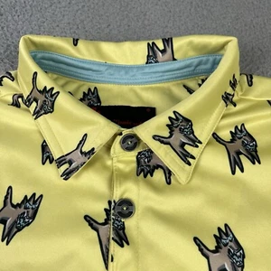 Jamie Sadock Polo Shirt Mens 2XL Yellow Dog Print Performance Golf Activewear - Picture 1 of 11
