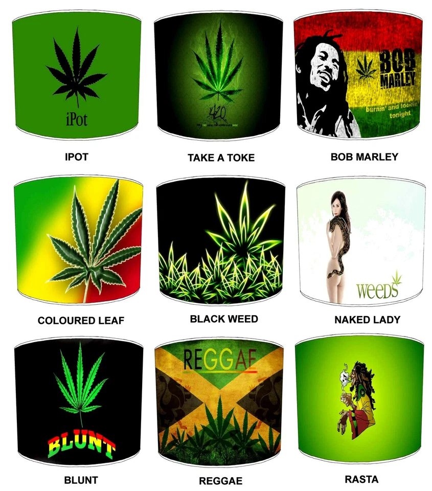 Bob Marley Paralumi per Abbinare Pentola Marijuana Erba Cannabis Reggae Piumini Foto 1 de 1