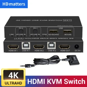 KVM Switch HDMI 2 Port 4K 60Hz HDMI 1.4 USB KVM Switcher Mouse&keyboard Share AU - Picture 1 of 14