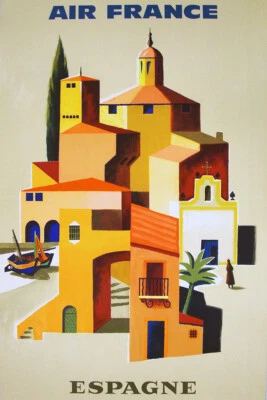 Spain Village Air France 1959 Vintage Wall Art Home Decor - POSTER 20x30 - Изображение 1 из 4