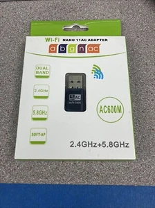 New Inamax Wifi Nano 11AC Adapter- AC 600 Dual Band - 2.4GHz+5.8GHz - Picture 1 of 2