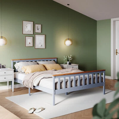 ELEGANT Solid Wooden Bed Frame 5ft King Size Bedstead Modern Bedroom Furniture 200x150cm