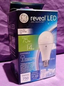 GE Reveal Led Bulb A21 Standard Base New 75 Watts Long Life Low Energy Dimmable - Picture 1 of 3
