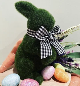 Farmhouse Green Faux Moss Easter Spring BUNNY Clay Figure Statue 7" Decor-NEW! - Picture 1 of 2