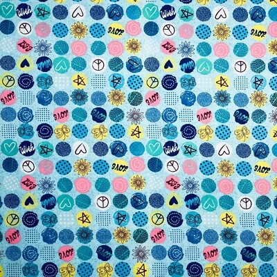 Polka Dot Fabric Peace Love Wish Jessica Flick Benartex 33"L x 44”W 100% Cotton - Image 1 of 4