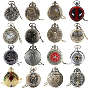 Steampunk Quartz Analog Pocket Watch with Necklace Pendant Chain Unisex Gifts - Picture 1 of 82