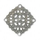 Antiqued Silver Filigree Diamond Charms Focal Beads 2 pcs