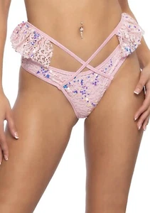 NEW J VALENTINE - Love Story Sequin Lace Ruffle Wrap Shorts - Picture 1 of 2