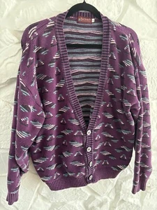 Bachrach Cardigan V Neck Large Vintage 80's Grandpa Grunge Cobain Cool - Picture 1 of 12