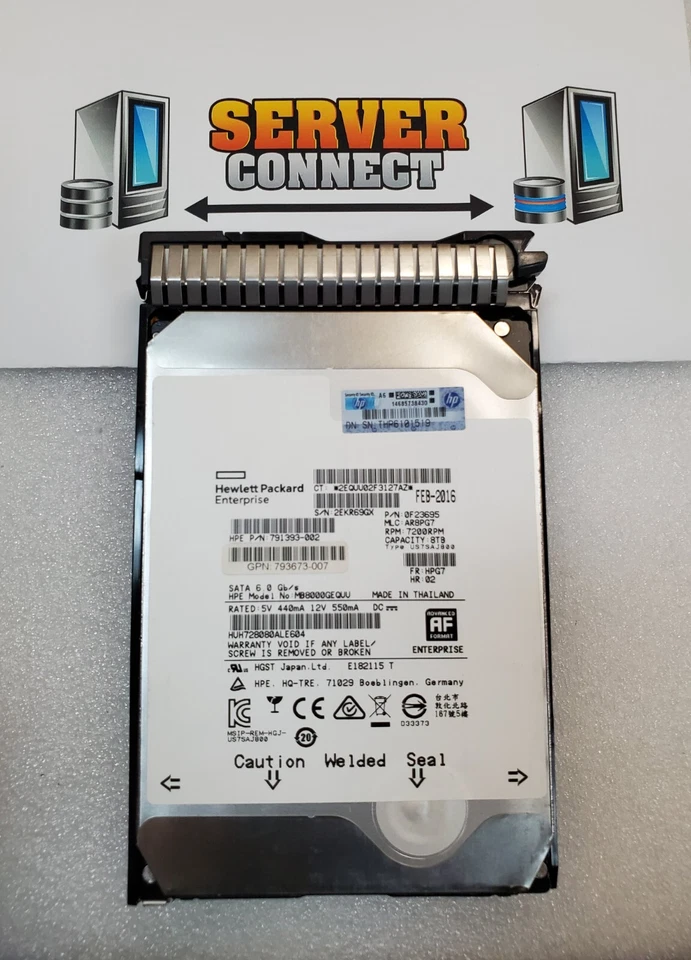 793769-001 -- HP 8TB 6G 7.2K SATA 3.5" SC 512e HELIUM HDD 793695-B21 - Image 1 of 1