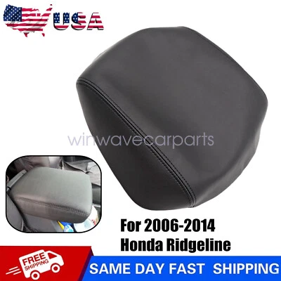 Cubierta de reposabrazos con tapa de consola central de cuero negra apta para Honda Ridgeline 2006-2014 Foto 1 de 4