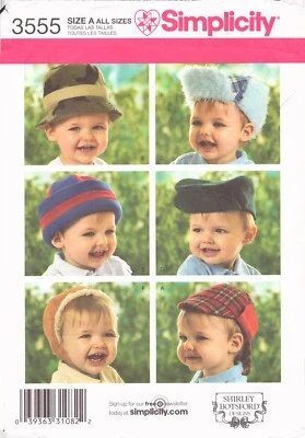 Simplicity 3555 ~Baby & Toddlers Hat in Four Sizes ~ XS 17" - S18" - M19" - L20" - Image 1 of 4