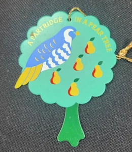 Vintage Avon Twelve 12 Days of Christmas Metal Ornament * Partridge pear tree * - Picture 1 of 3