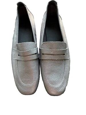 Arche Matana Silver Textured Leather Penny Loafers Size 40 Euro 8 US - Image 1 of 4